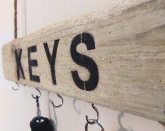 Rustic Driftwood Key Hanger: Handmade Natural Wood Key Rack