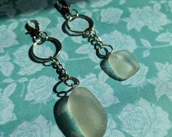 Scottish Sea Glass Keychain: Handmade Beach Keyring Charm