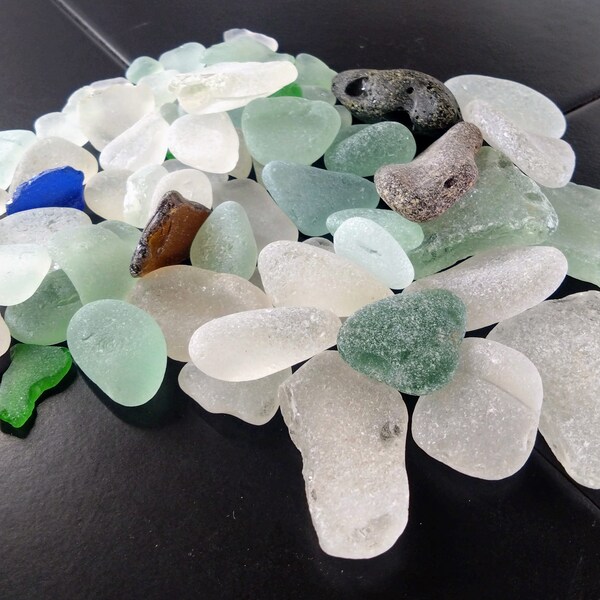 RAW Seaglass from the Beautiful Scottish Coast - festive craft - lovely gift idea, Bags of Sea glass, in a zip lock bag. For Arts and Design