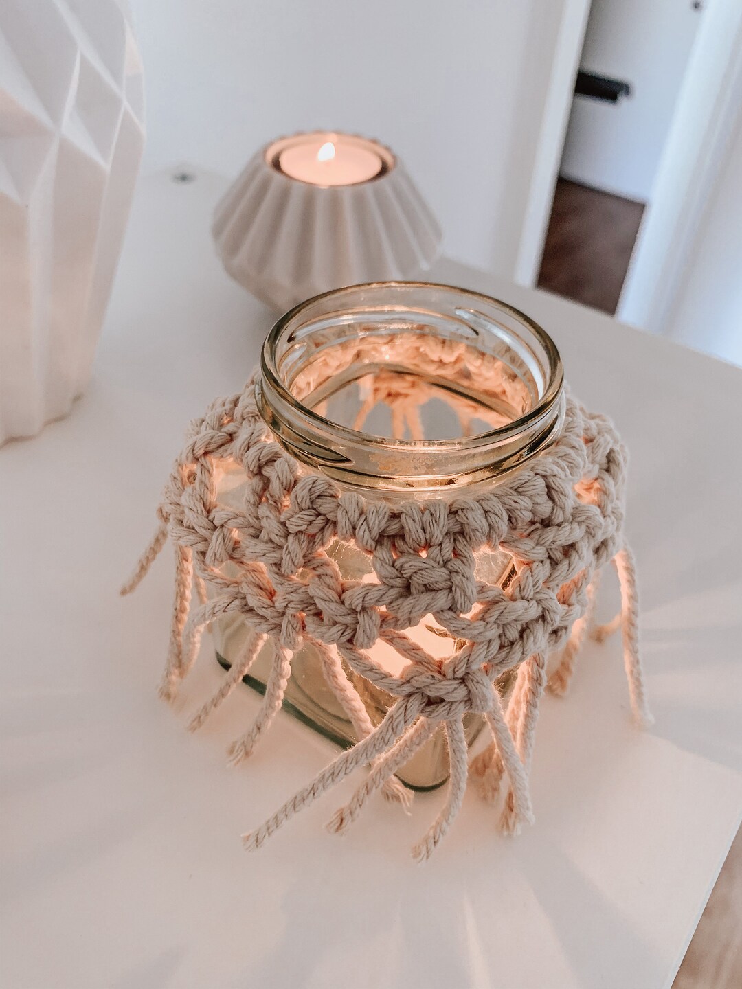 Macrame Tea Light Holder Etsy