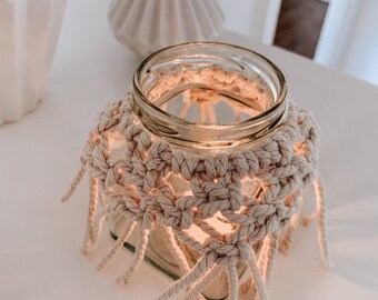 Suporte para velas de macramê