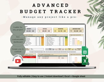 Project Budget Tracker: advanced spreadsheet for your business or project (Excel & Google Sheets)