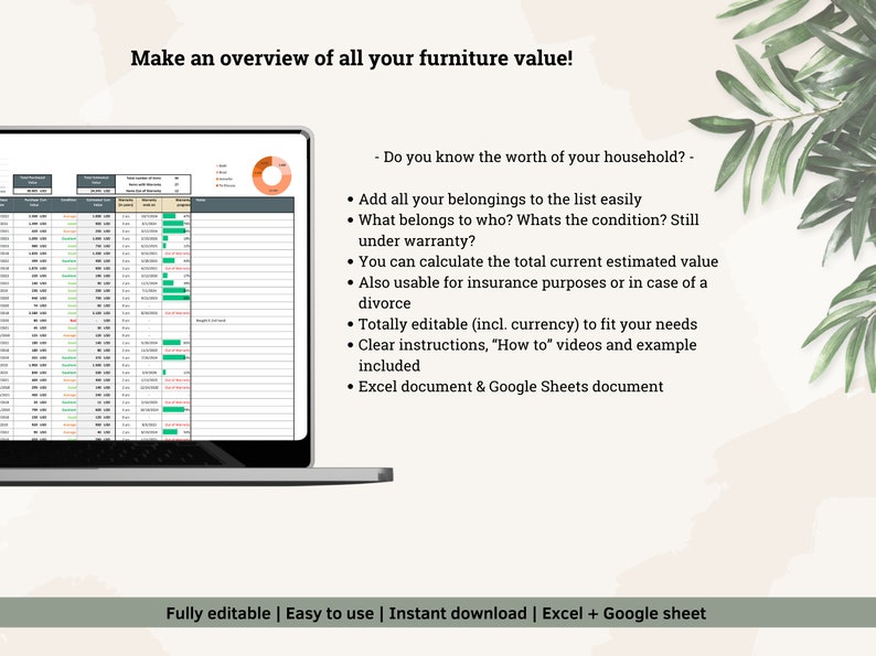 Furniture List Household Contents Value List Inventory List House