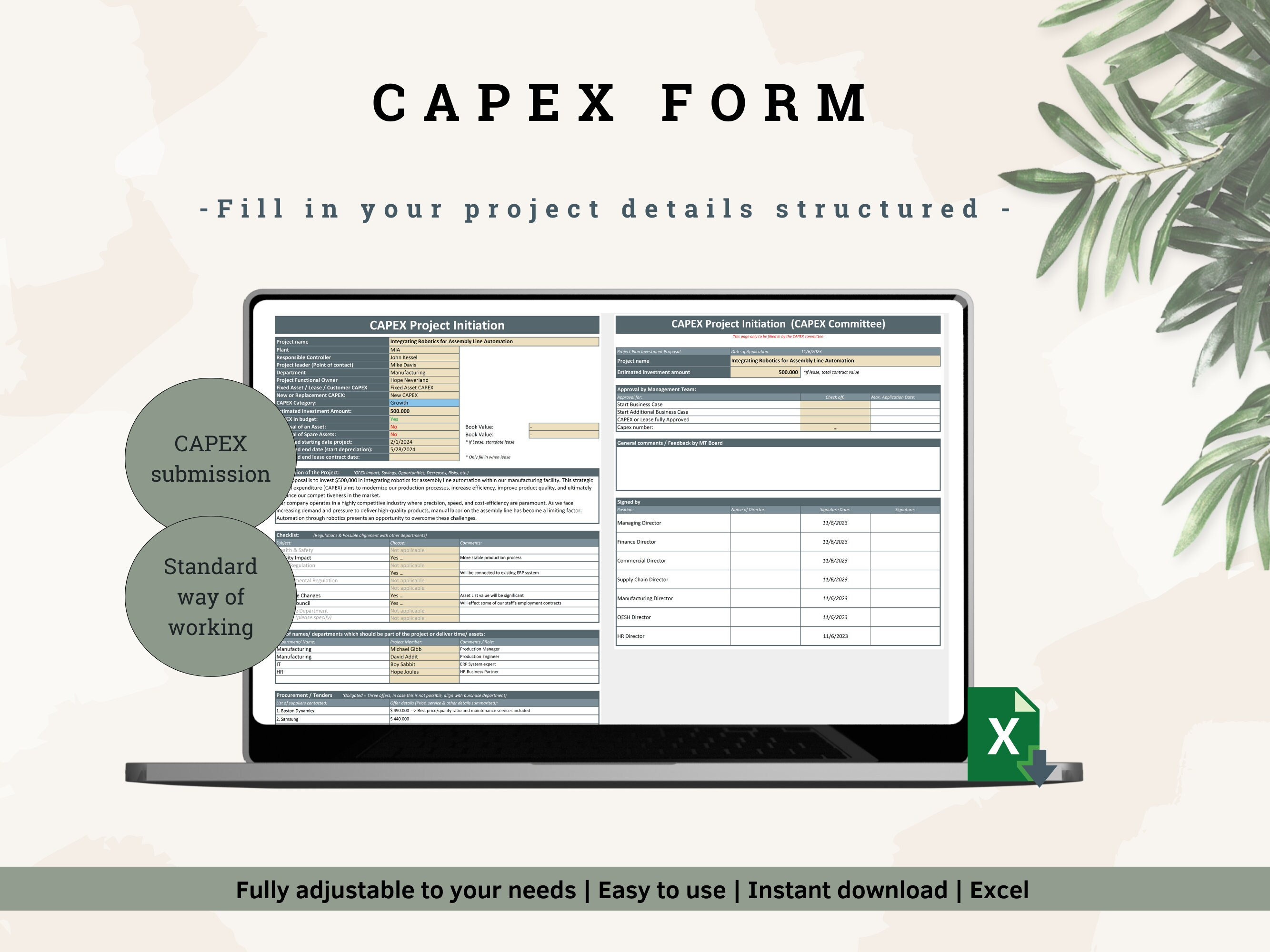 CAPEX Submission Form | Capital Expenditure | Capex Project Initiation ...