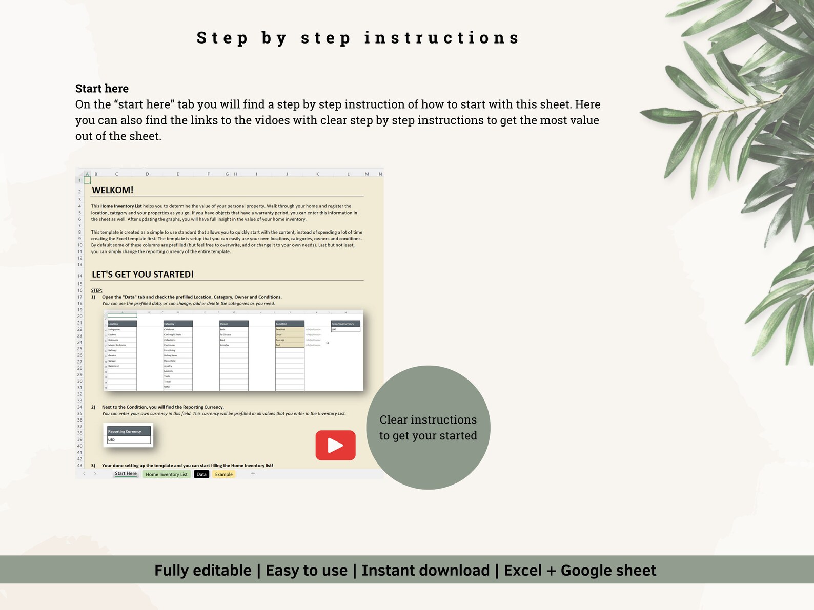 Furniture List Household Contents Value List Inventory List House