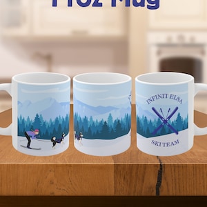 Personalized Skijor Mug Husky, Personalized Skijor Dog Mug, Skijor Mug, Dog Musher Gift, Skiing Dog Gift, Skijor Gift, Dog Powered Sports