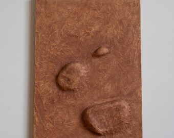 Terracotta Biomorphic Wall Sculpture, Textured 3D Abstract Art, Boho Wabi Sabi Home Decor
