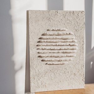 Textured Wabi Sabi Wall Art, japandi interior, sun zen spiritual artwork, unique white plaster 3d wall sculpture, boho wall art, sun symbol