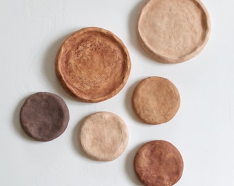 Textured Plaster Wall Art Set, Earth Tones, Minimalist Boho Wabi Sabi Japandi Decor