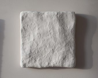 Japandi Wabi Sabi Wall Sculpture: Handmade Off-White Paper Mache Artwork