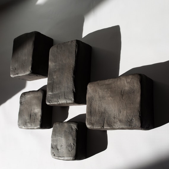 Textured Wabi Sabi Wall Art, dark brown boho wall hanging, japandi decor, modern abstract geometric 3d wall sculpture, organic minimalist