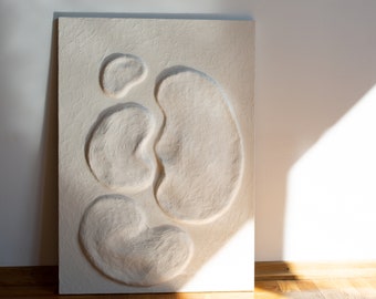 Wabi Sabi Textured Wall Art: Organic 3D Plaster Artwork