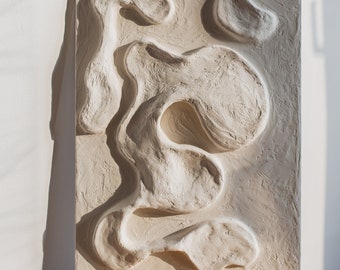 Wabi Sabi Textured Wall Art, Organic Biomorphic Sculpture, Abstract Relief Home Decor