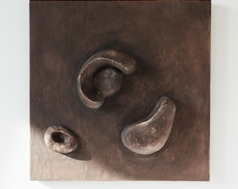 Wabi Sabi Wall Art, brown japandi decor, natural earth colors, organic biomorphic art, biophilic interior, abstract painting, 3d sculpture