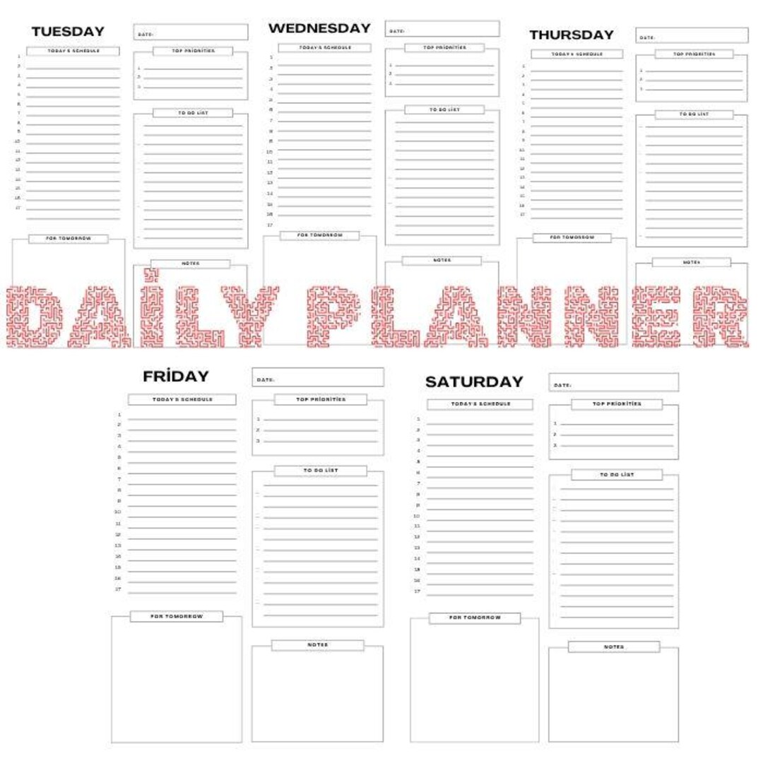 Minimalist Daily Planner Template | Printable Schedule (PDF) - Etsy