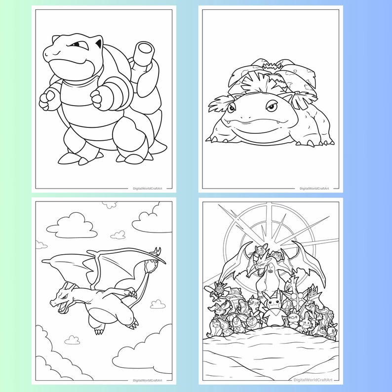 ポケモンぬりえ155枚、子供向けクリエイティビティ（デジタルダウンロード） 画像 2