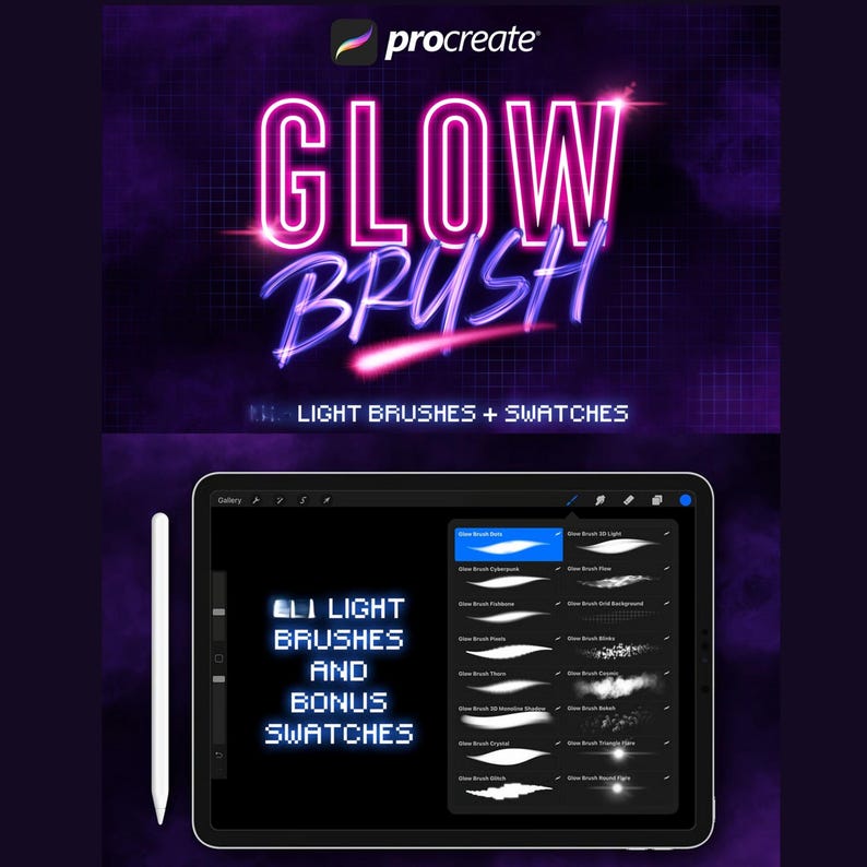 Procreate Neon Brushes, Glow Light Painting Brush Set (PDF) - Etsy