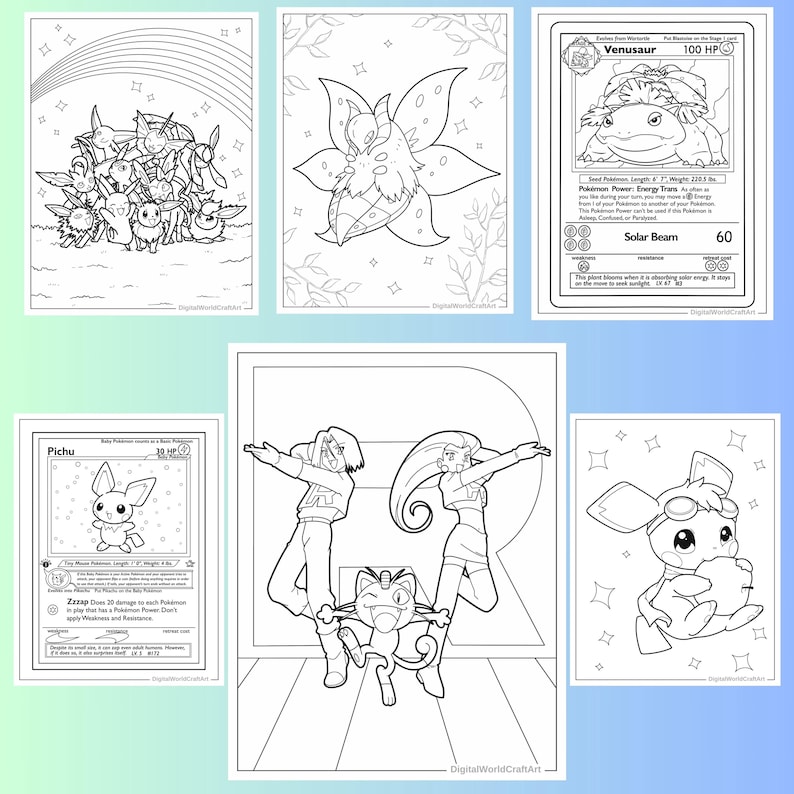 ポケモンぬりえ155枚、子供向けクリエイティビティ（デジタルダウンロード） 画像 6