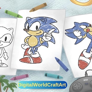 105 SONIC coloring pages /Sonic printable coloring sheets For Kids / A4 format for children&#39;s creativity / kid coloring pages,Pages for Kids