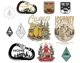 Camping Graphic Bundle, Camper, Campfire, Adventure PNG (Digital Download)
