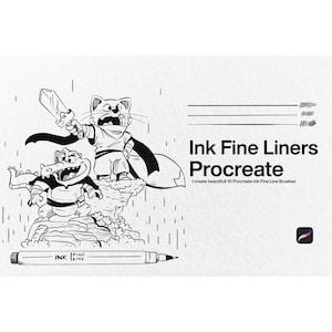 40 Fine Liner Brushes Procreate, Pattern Brushes, Fineliners, inking and lineart, Charcoal Brushes Procreate