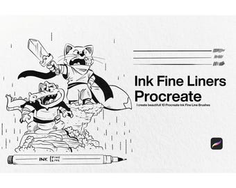 Fine Liner Brushes for Procreate, Inking & Lineart (40 Brushes)