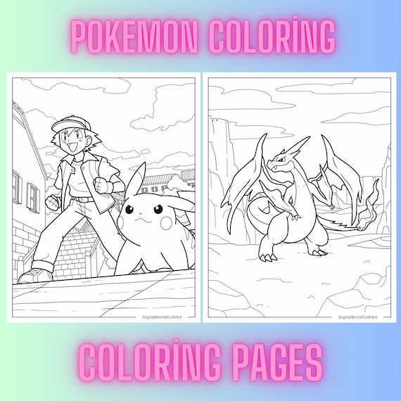 155 Pokemon Coloring Pages, Kids Creativity (Digital Download)