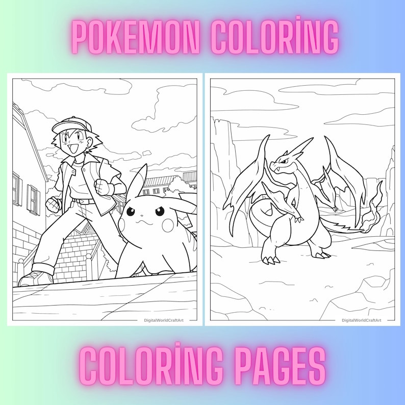 ポケモンぬりえ155枚、子供向けクリエイティビティ（デジタルダウンロード） 画像 1