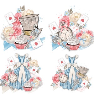 Alice in Wonderland design,Alice in Wonderland digital paper pack,Clipart Alice Clip Art Watercolor Alice Adventures Mad Hatter Tea Party