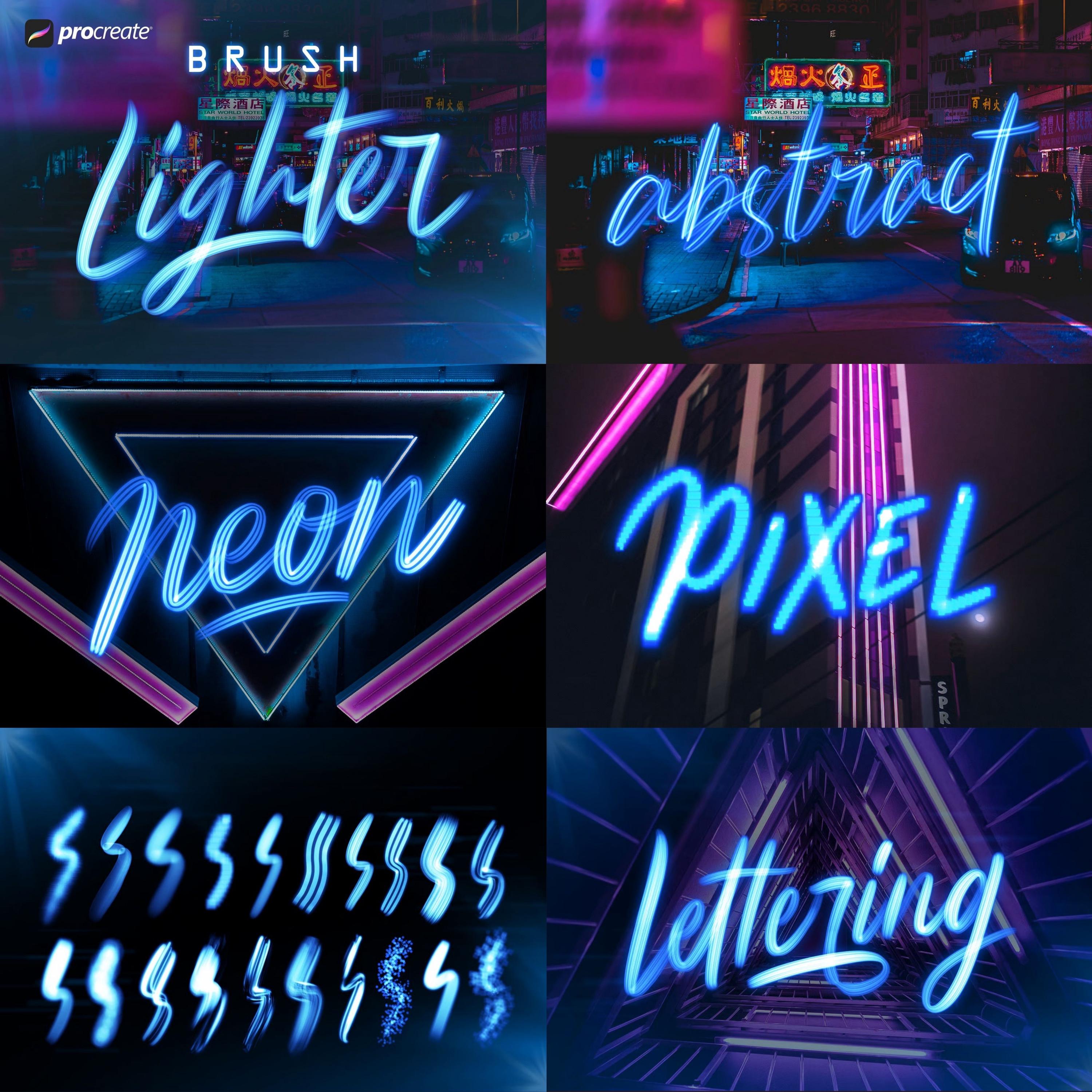 Procreate Neon Brushes, Glow Light Painting Brush Set (PDF) - Etsy