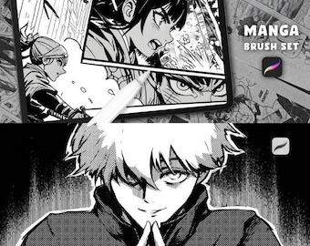 Pinceles de manga y cómic para Procreate, conjunto de pinceles de semitonos vintage (descarga digital)