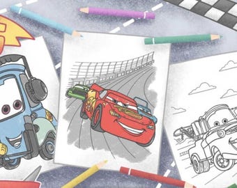 50 Cars Printable Coloring Pages, Lightning Mcqueen Coloring Book, Fun At Home Activity, Relax And Color,Disney Cars Coloring Pages,McQueen