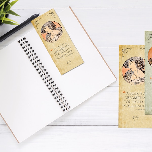Two Elegant Bookmarks with Artwork by Mucha