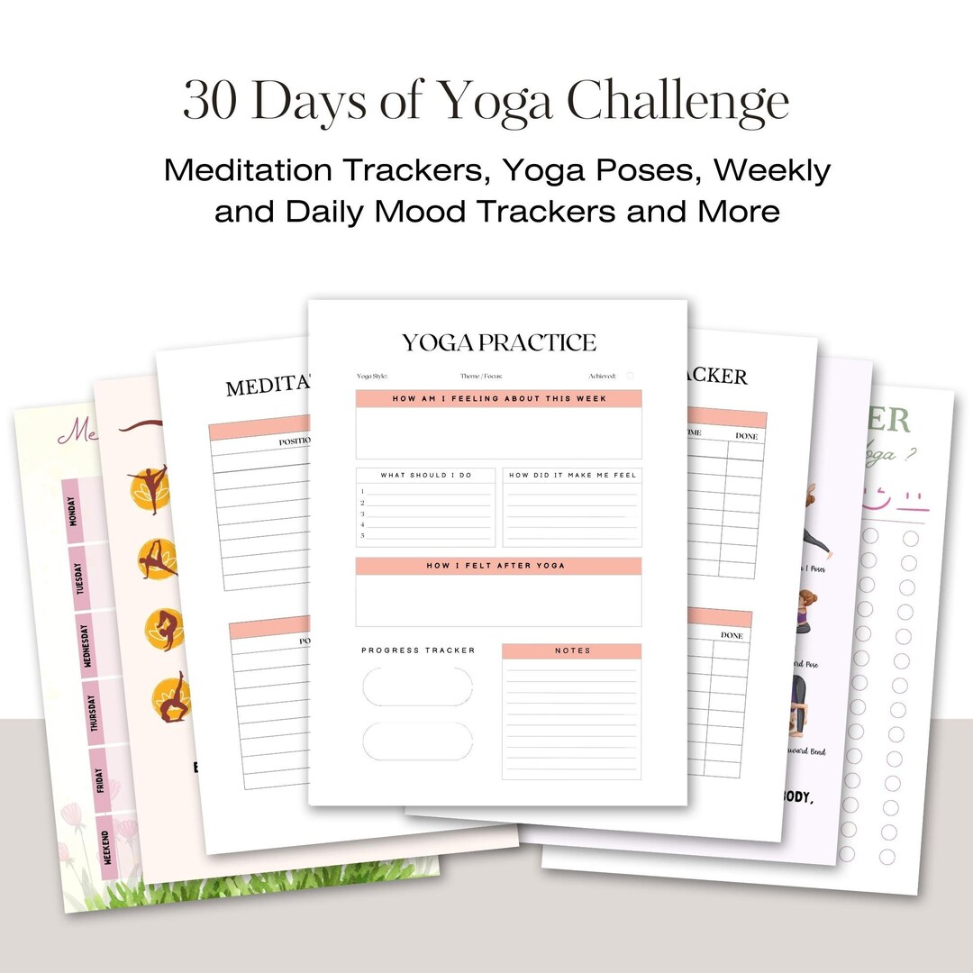 30 Day Yoga Weight Loss Challenge Planner Yoga Journal Etsy