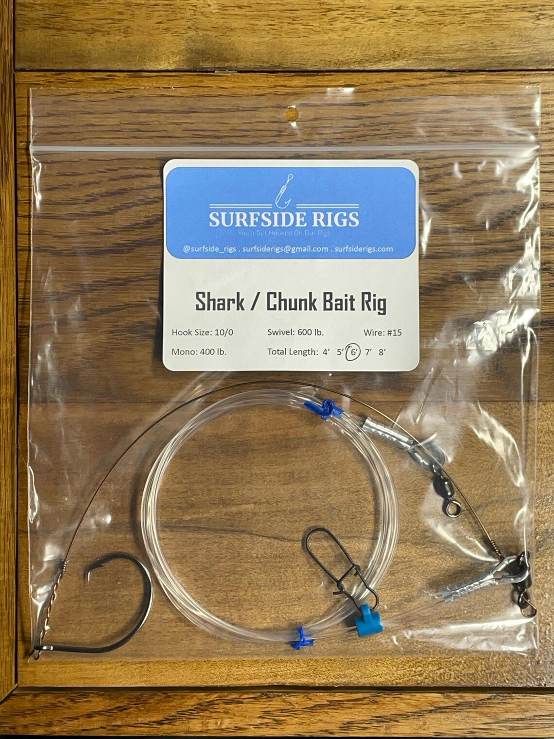 Shark Rig Boat 6' Shark Fishing Rig, Shark Rig, Land Based Shark Fishing, Chunk Bait ...