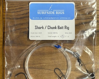 6' Shark Fishing Rig, Shark Rig, Land Based Shark Fishing, Chunk Bait Rig