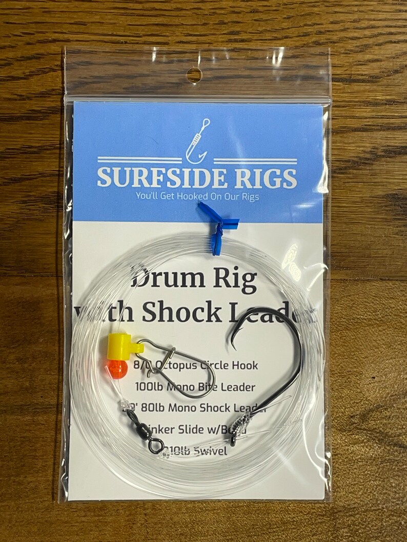 2 Drum Rigs With 20' Shock Leader, Puppy Drum, Redfish, Surf Fishing