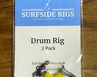 3 Pack - Drum Rigs, Puppy Drum, Redfish, Surf Fishing Rigs  (Hatteras Style)