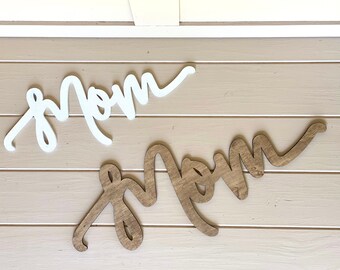 Wooden Wreath Mom Insert, Mom Sign for Wreath, Wooden Letter Wreath Sign, Laser Cut Wood Wreath Sign, Mothers Day, Wood Wreath Embellishment