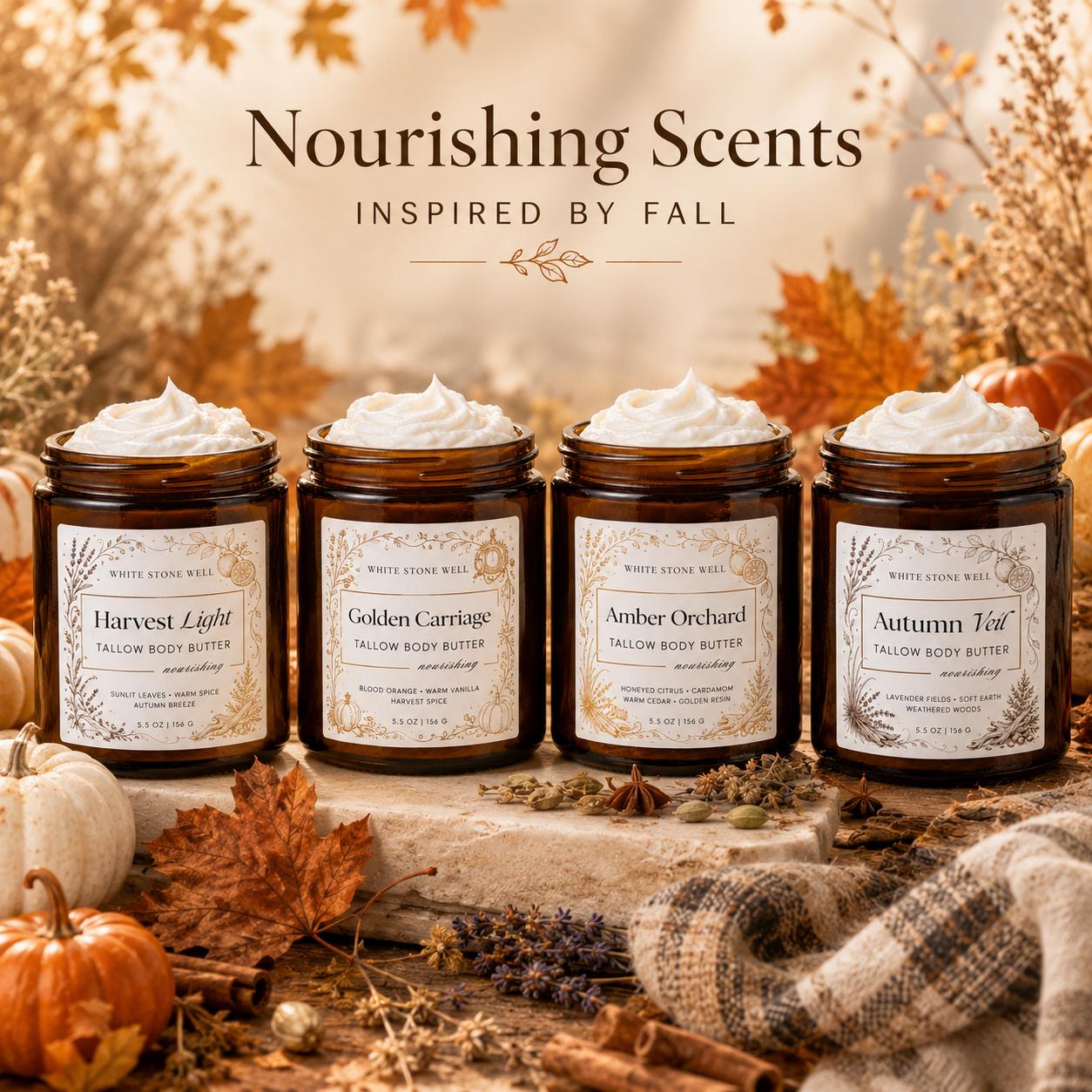 Fall Tallow Body Butter Collection Whipped Body Butter Essential Oil Body Moisturizer Autumn Skincare Choose Your Scent
