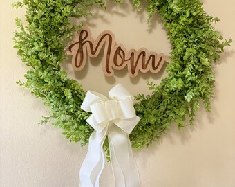 Mothers Day Gift-All Season Year Round Boxwood Wreath-Mother-in-law-Wall Decor-Personalized Mothers Day-Bright Greenery-Moms Birthday-Well