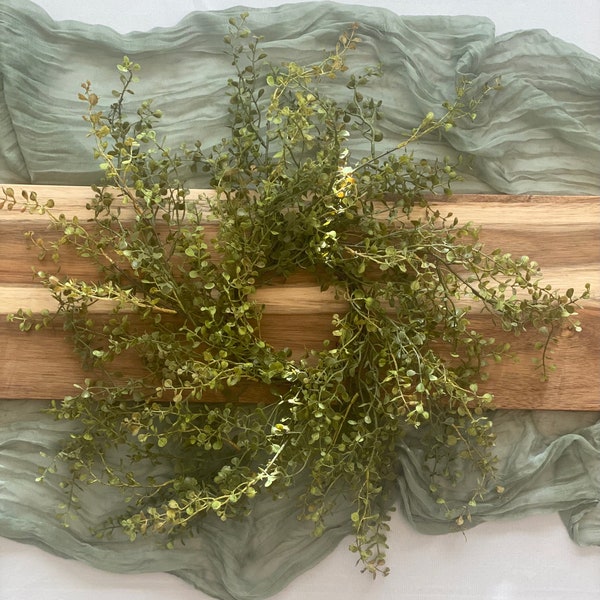 Hanging Vine Table Wreath-Farmhouse Table Decor-Mediterranean Kitchen Decor-Summer Table Wreath-Hanging Vine Candle Ring-Summer Greenery