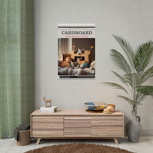 24" x 18", pôsteres enrolados, gatinhos arco-íris em um castelo de papelão, impressão artística, decoração de parede, presente para amantes de gatos, decoração de quarto infantil