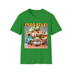 Green Tree Frog Pile Up Unisex Softstyle T-Shirt - Fun, Quirky Gift for Nature Lovers, Birthday, Casual Wear, Funny Tee, Unique Design