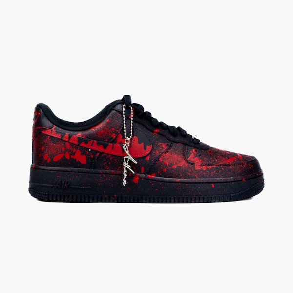 AIR Force 1 Custom Sneaker Black Splash Rot Blut