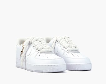 AIR Force 1 Custom Sneaker Dicke Schnürsenkel Seil Weiß