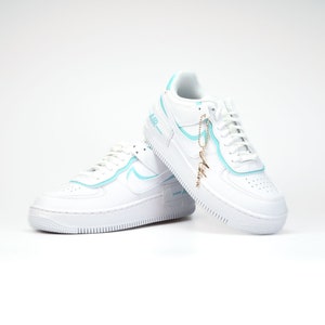 Custom Sneaker Nike AIR Force 1 Custom Sneaker Shadow 1 Türkis Handgemachte Schuhe von Athena