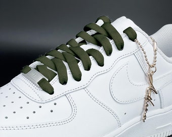 Shoelaces for sneakers flat tear-resistant olive