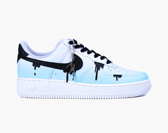 AIR Force 1 Custom Sneaker Light Blue Purple Black