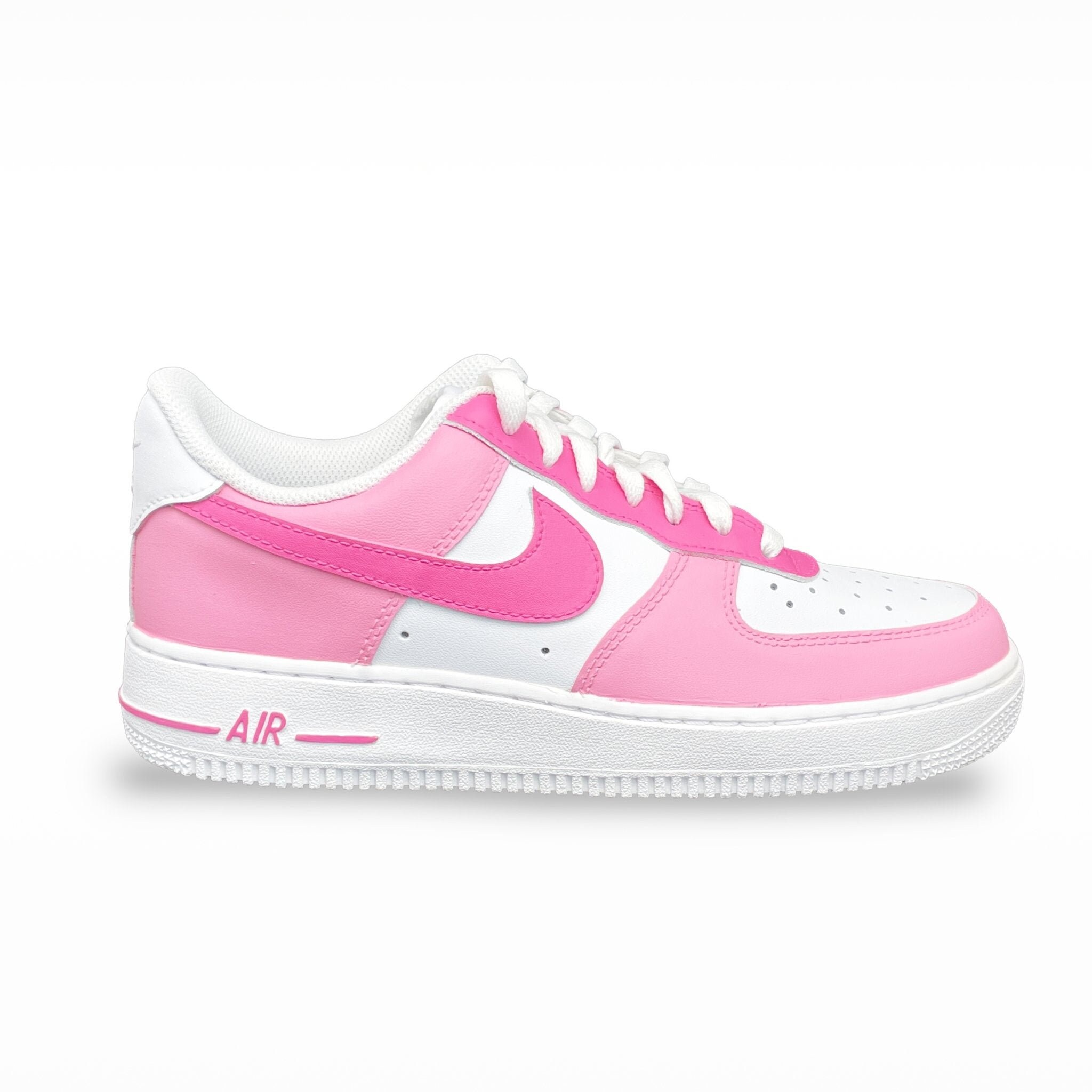 racer pink air force 1 on feet